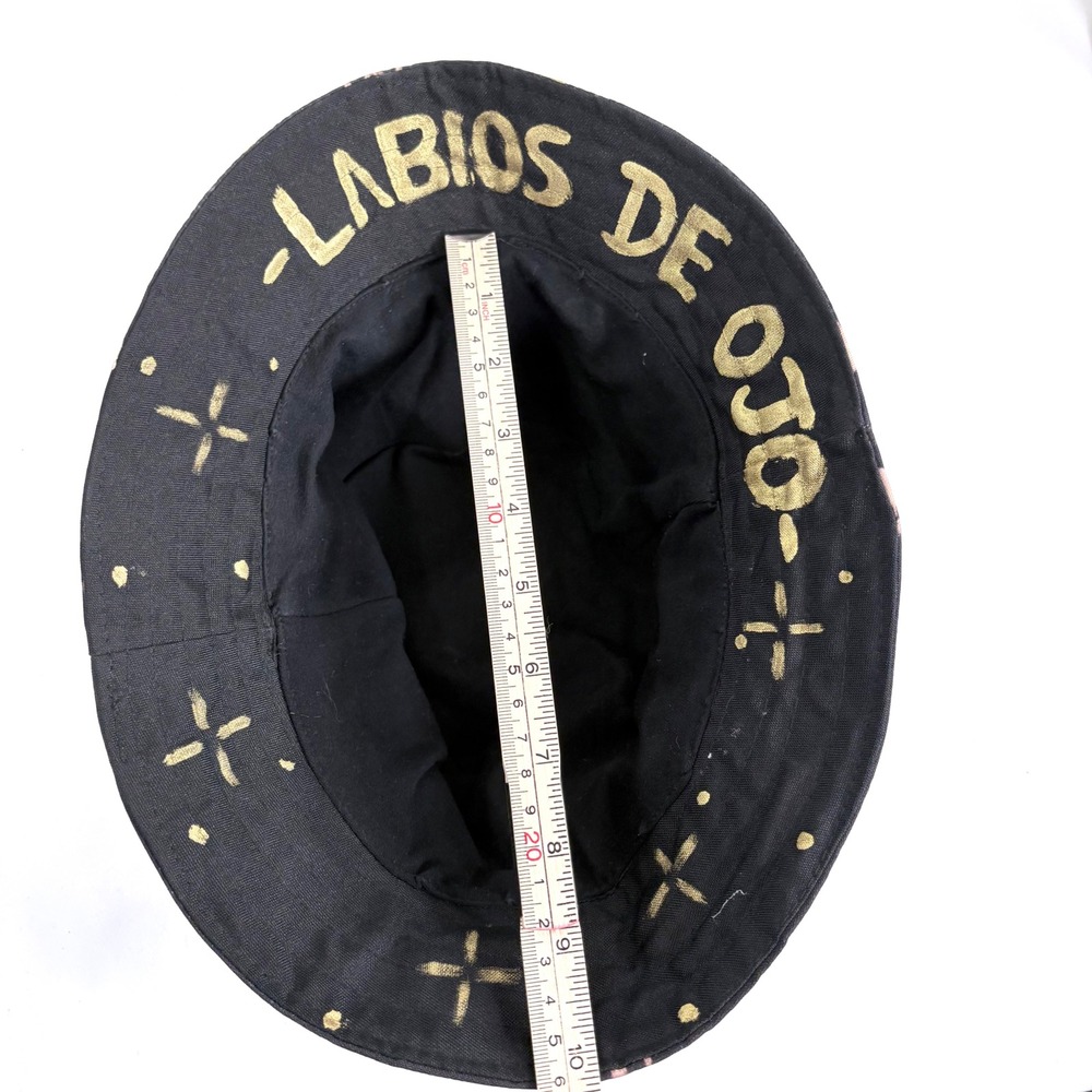 Labios De Ojo Bucket Hat Black Hand Painted Skull Snake Custom Edgy Streetwear - Picture 7 of 10